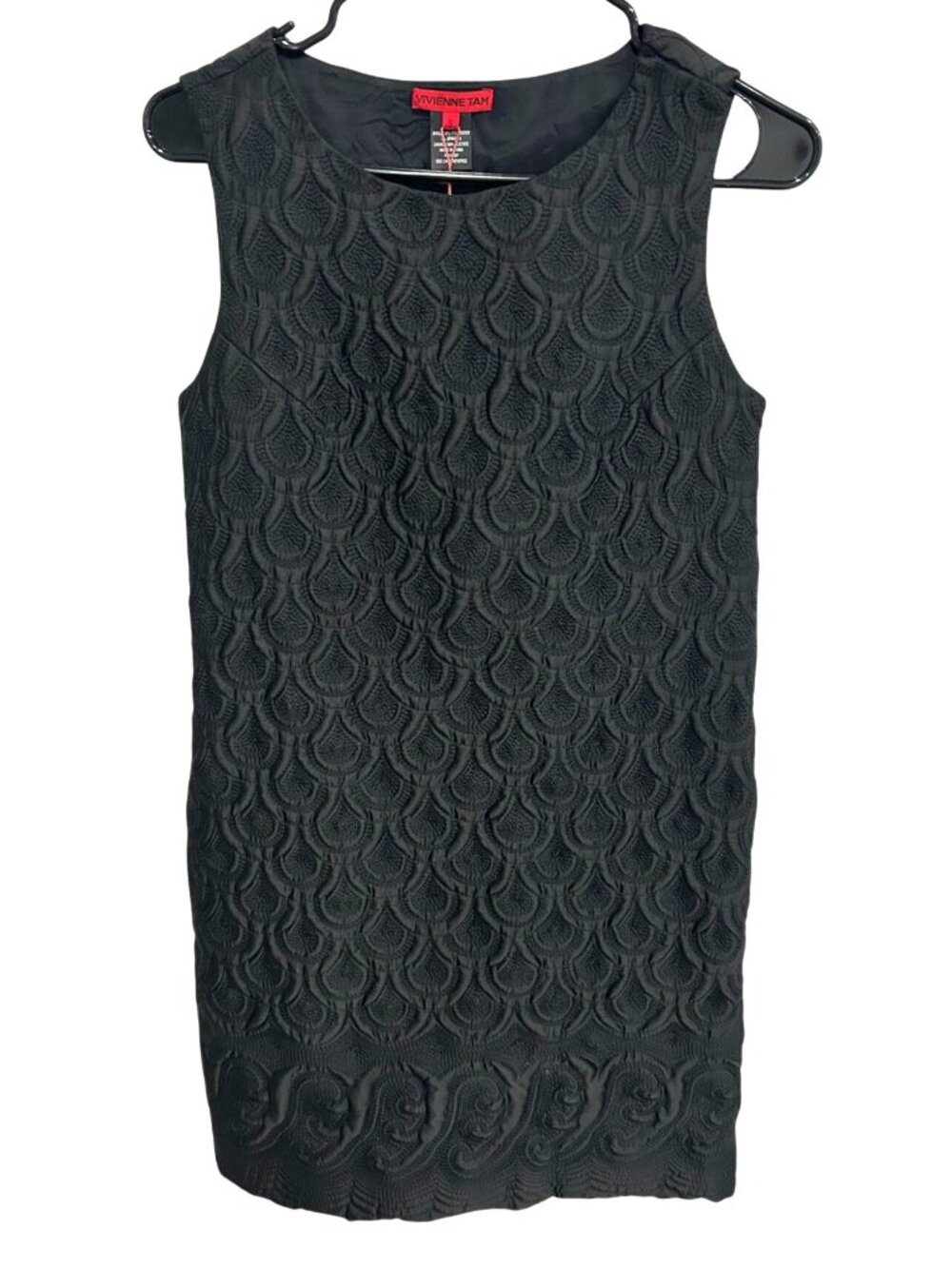 Vivienne Tam Small Black Textured Sleeveless Dress Side Pocket Gothic NWT